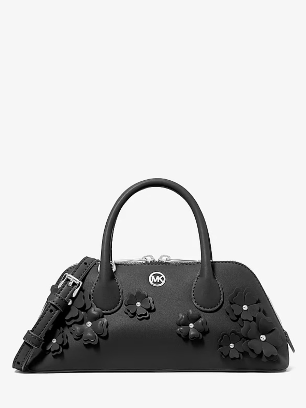 Michael Kors Black Small Floral Satchel Crossbody Black - Picture 11 of 13